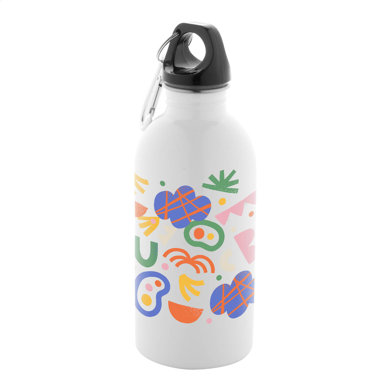 Borraccia Pressuto 400 ml personalizzata in acciaio inox riciclato con moschettone, stampa a sublimazione