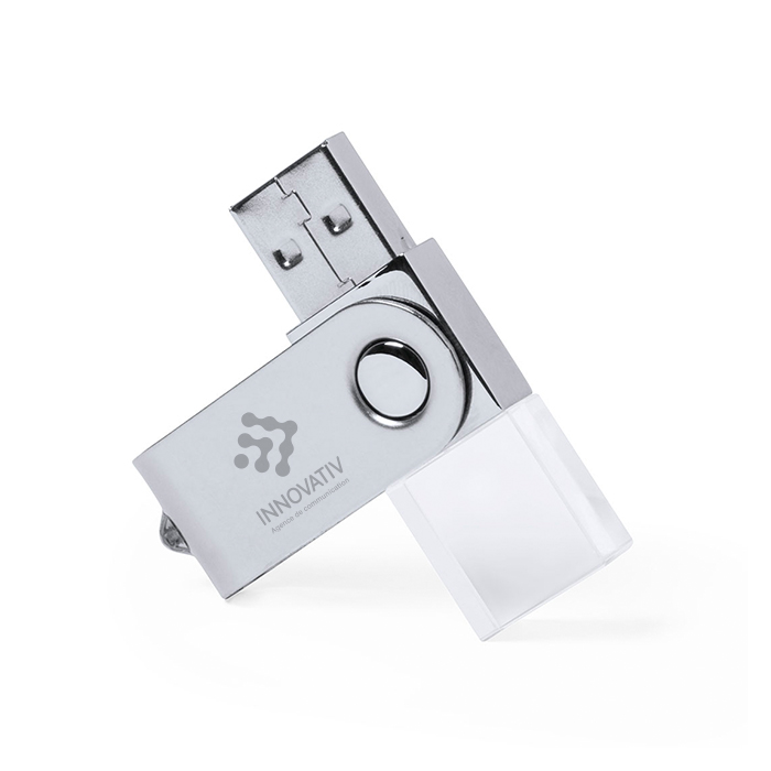 Chiavetta USB da 16GB con Logo Illuminato e Meccanismo a Torsione - Mornico Losana