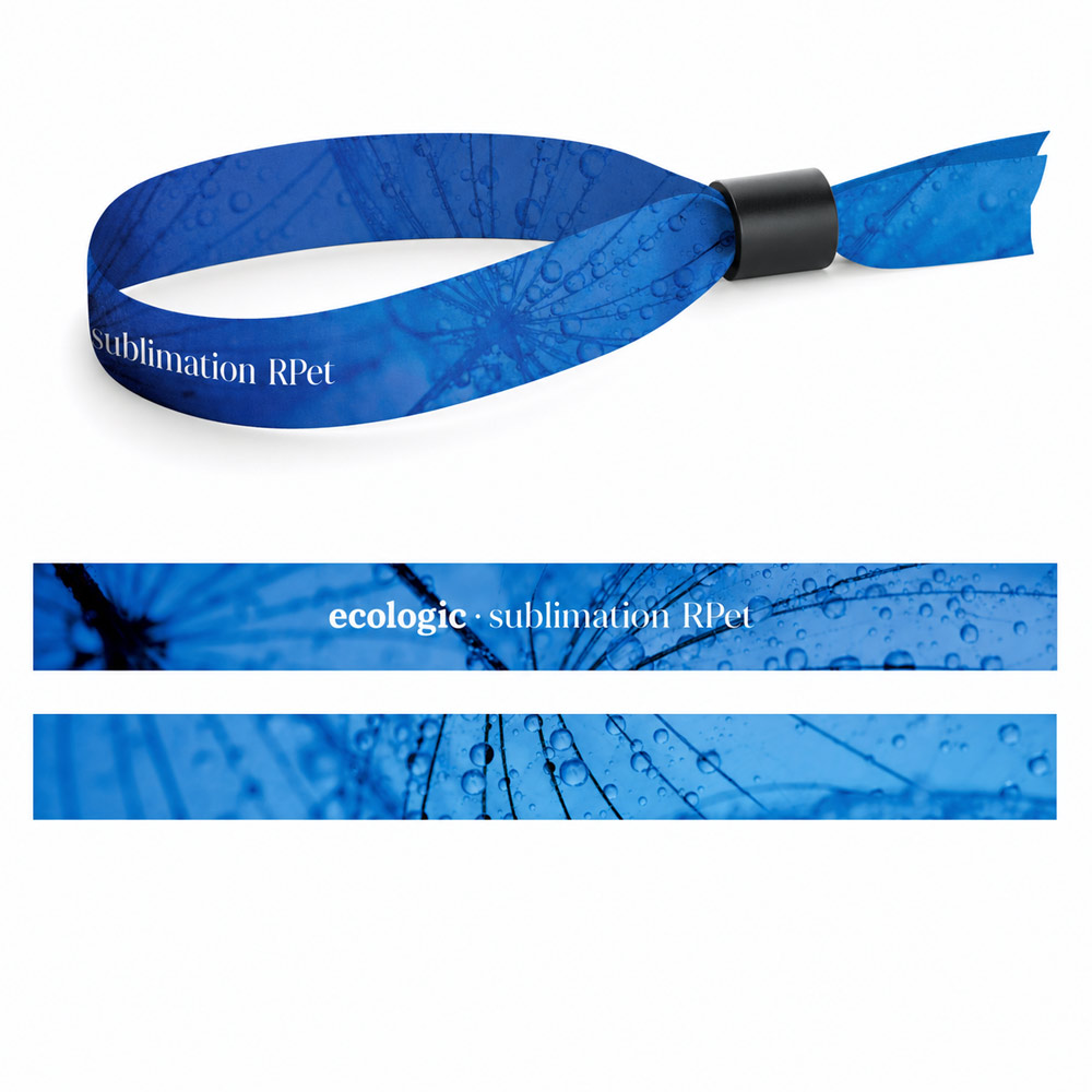 Esempio stampato di Lanyard SUBLIMATION Slim II (15 mm) braccialetto realizzato in poliestere riciclato (100% rPET)