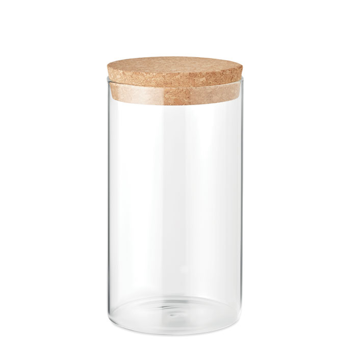 Vaso di stoccaggio in vetro borosilicato con coperchio in sughero - capacità 600 ml