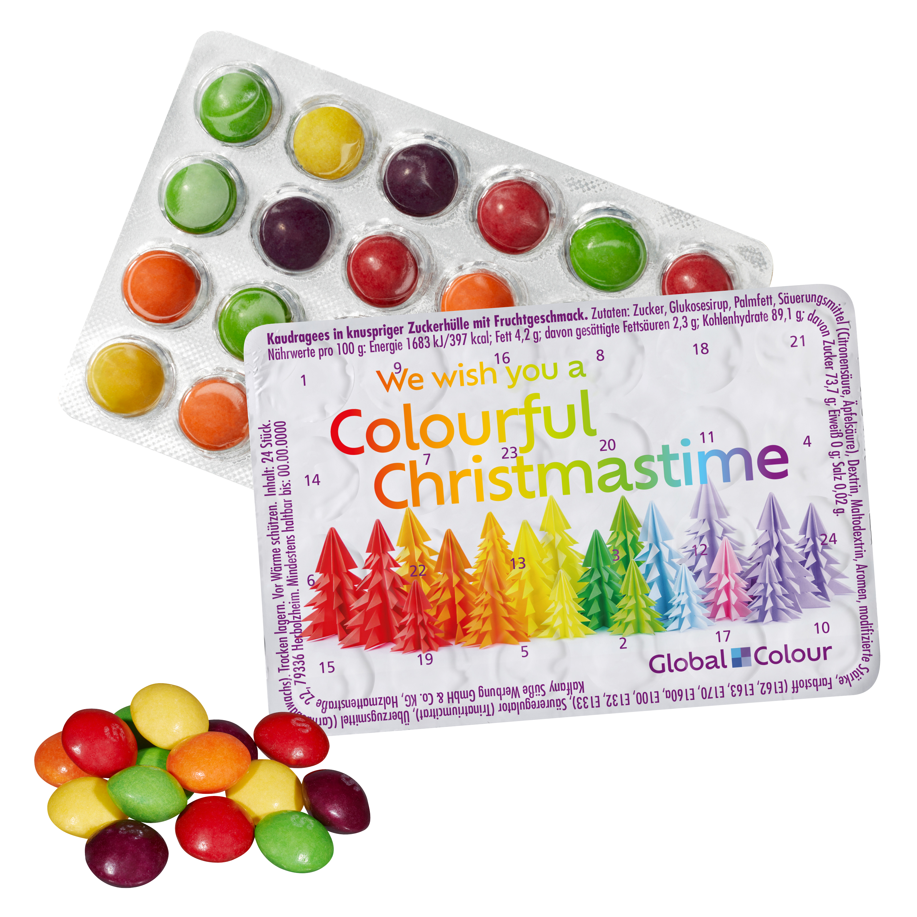 Calendario dell'Avvento più Piccolo del Mondo con Skittles - Bolgare stampato con logo
