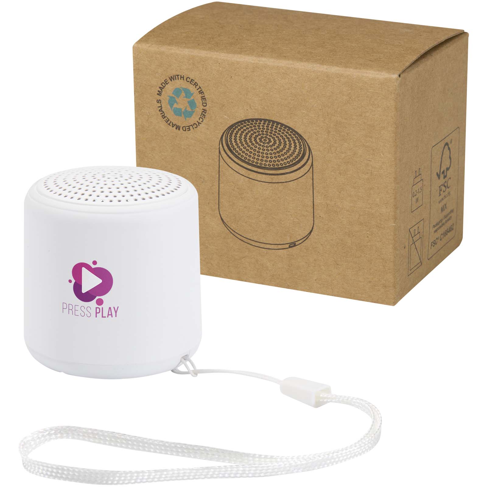 Speaker Bluetooth® Velkis 3 W personalizzato in plastica riciclata stampato con logo