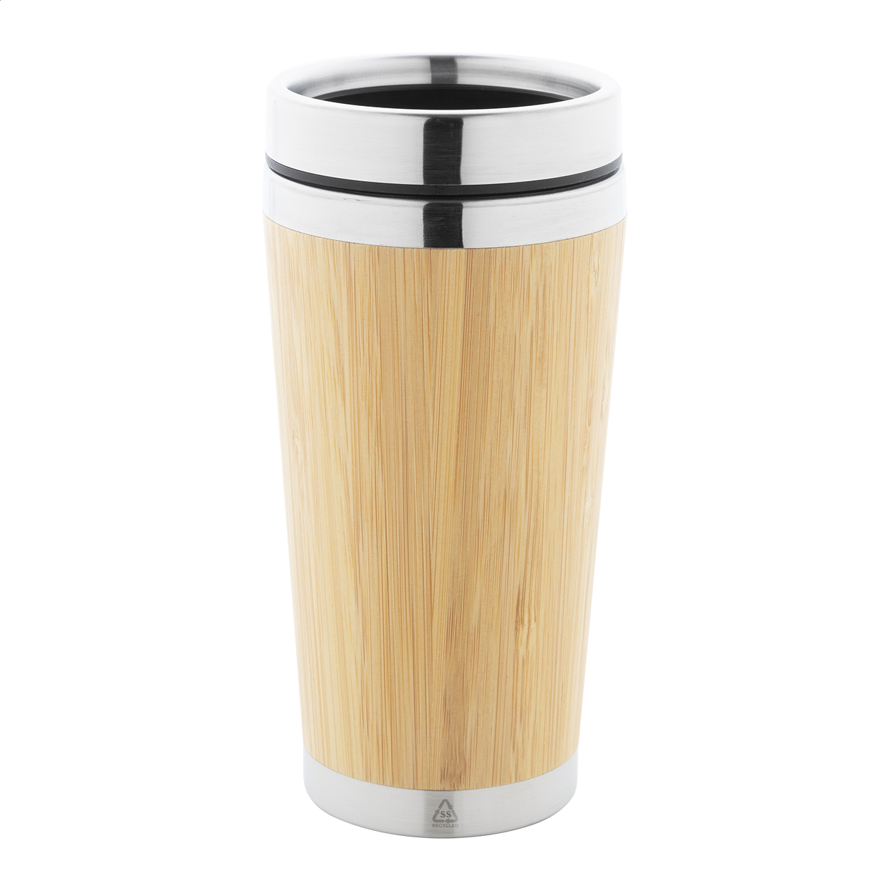 Bicchiere termico Tooka in acciaio riciclato rivestito in bambù, 500 ml