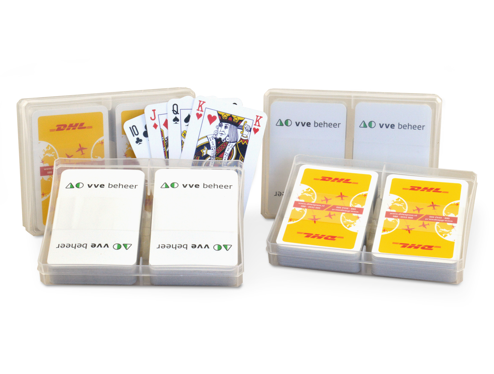 Set di 2 mazzi di carte personalizzate in una scatola di plastica - JCA10