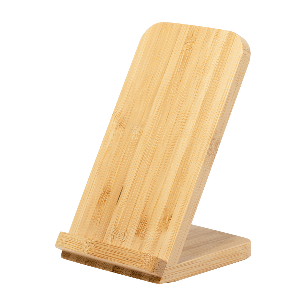 Caricatore wireless di bambù EcoCharge - Brembate stampato con logo