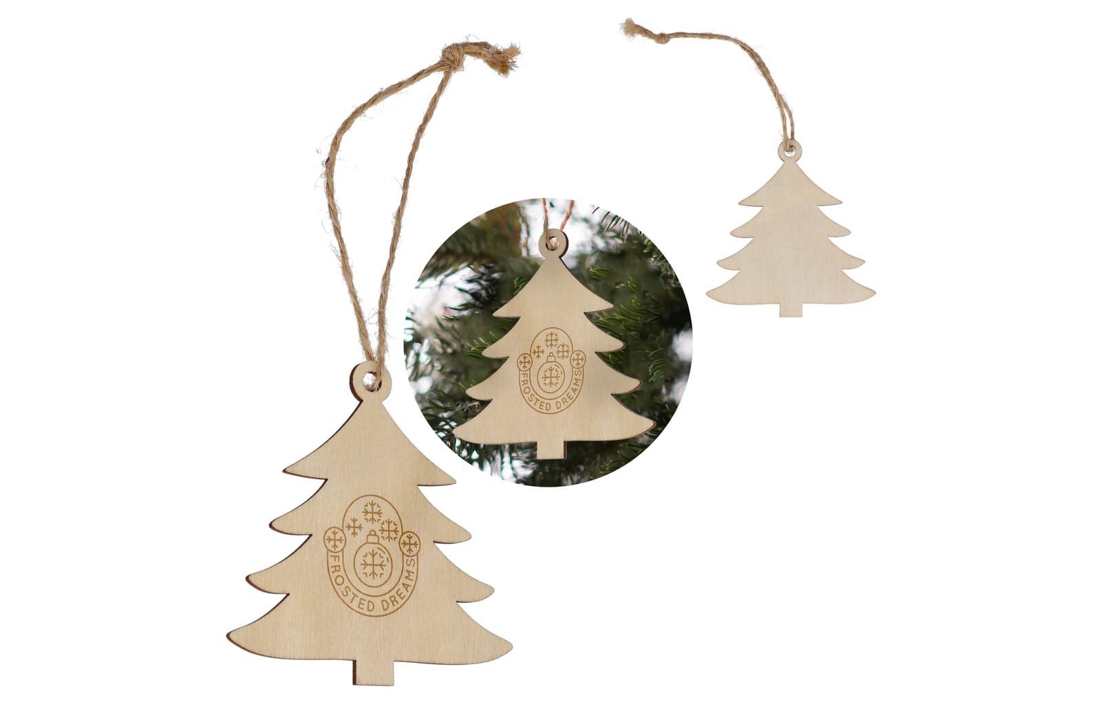 Ornamento in legno a forma di albero - Montello bedrukken met logo