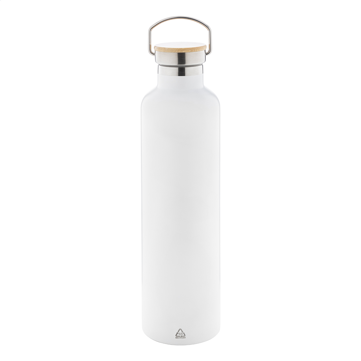 Borraccia termica Renaslu XL 1000 ml personalizzata in acciaio riciclato, bambù stampato con logo