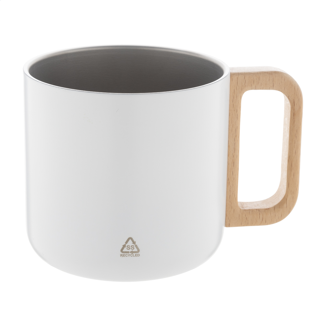 Tazza termica Rewoo in acciaio riciclato con manico in legno, 350 ml