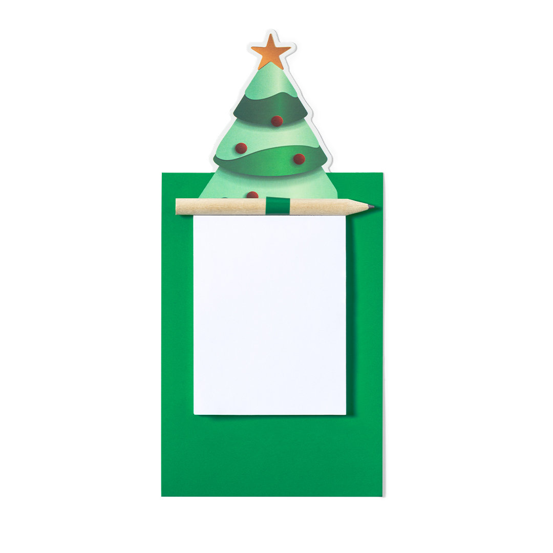 Blocco note magnetico con design di albero di Natale e matita - Pastina