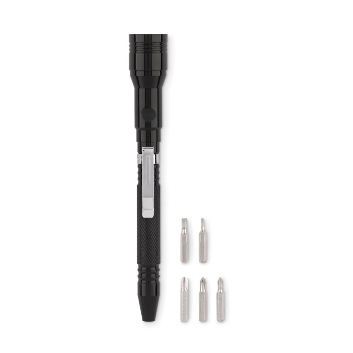 Torcia LED in alluminio con magnete e teste di cacciavite - Calcio