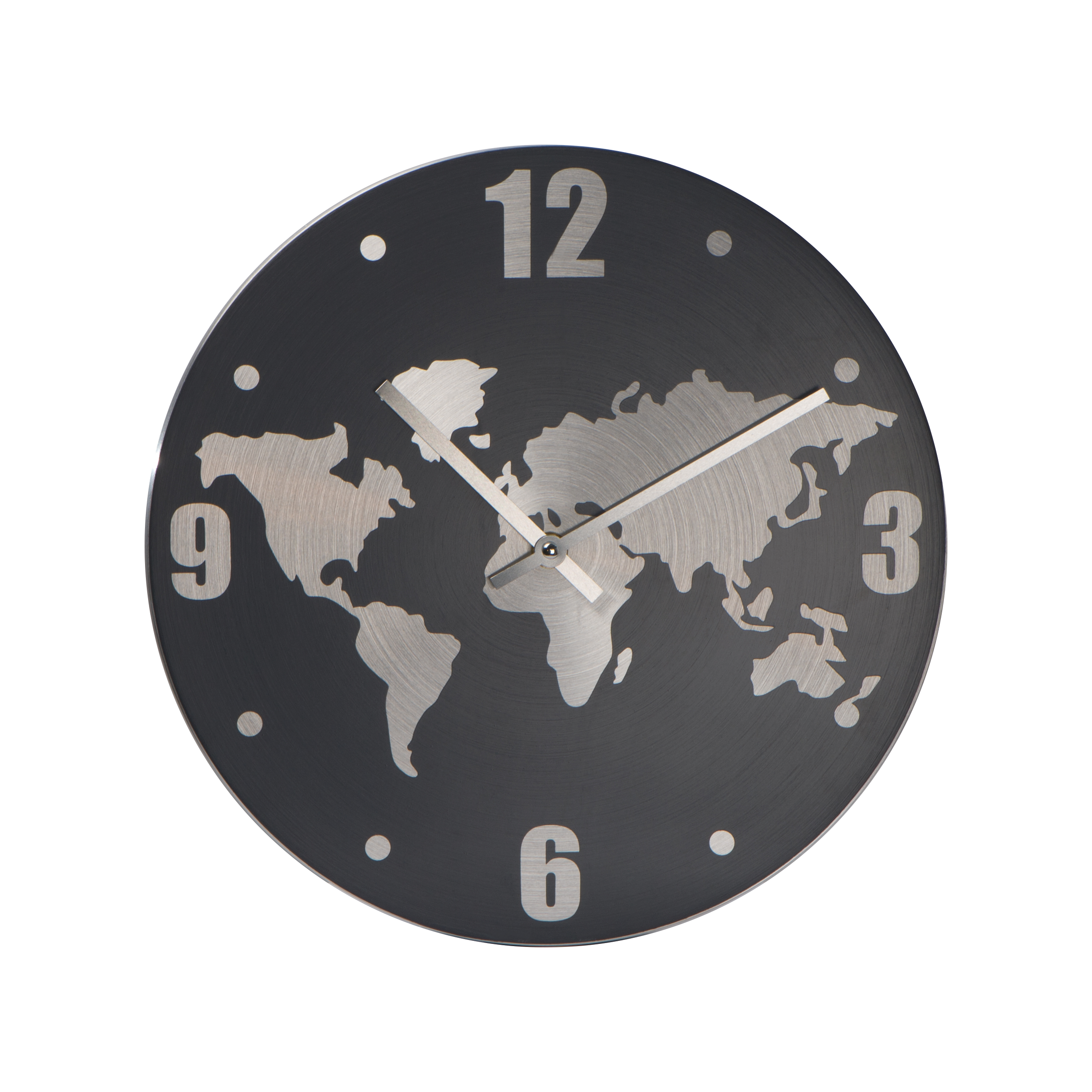 Orologio da parete in alluminio a mappa mondiale (30 cm) - Borgo Val di Taro