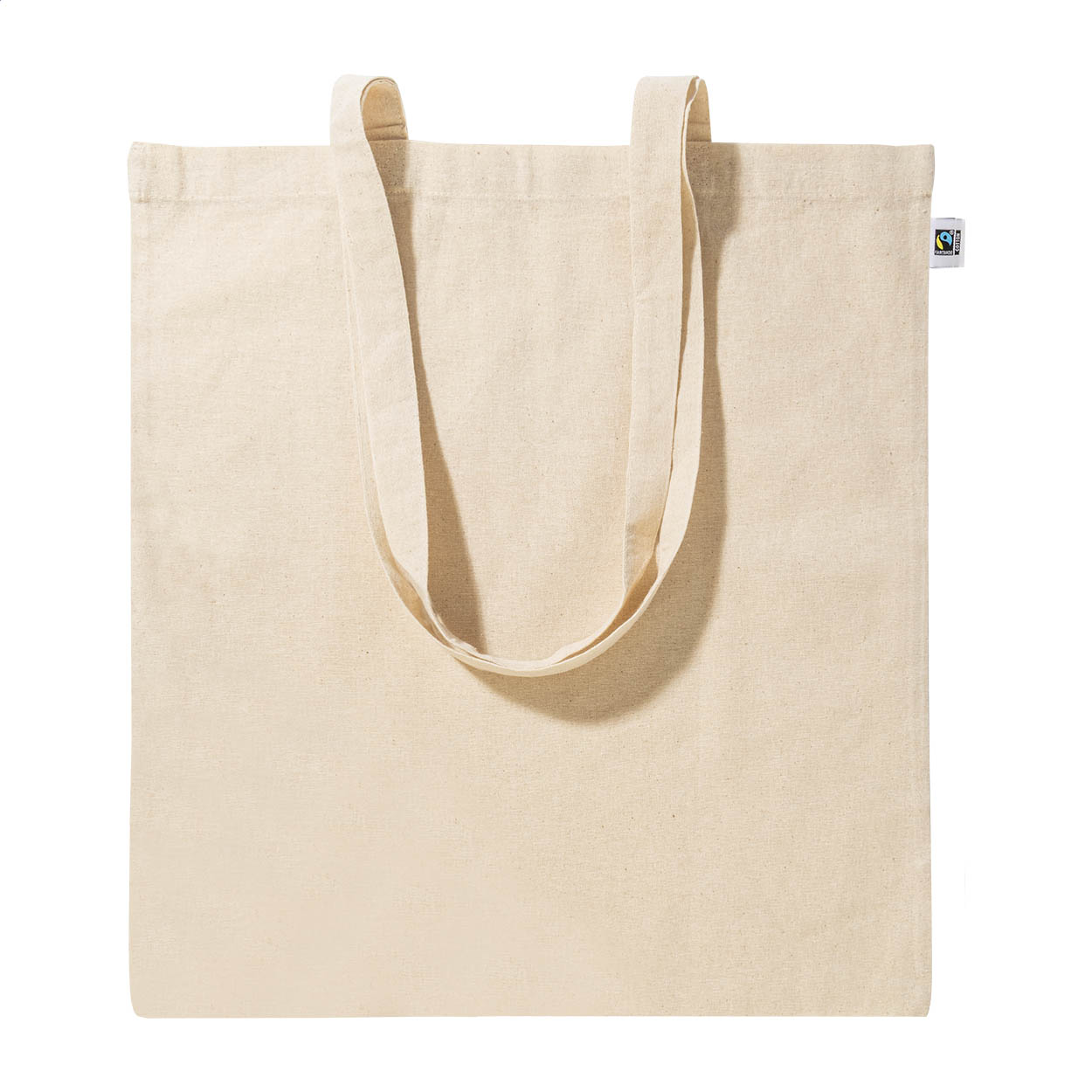 Shopper Fershop personalizzata in cotone Fairtrade 140 g/m², manici lunghi stampato con logo