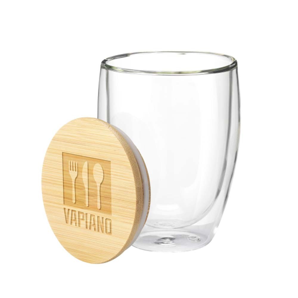 Bicchiere a Doppia Parete con Coperchio in Bamboo 350ml - Marsico Nuovo