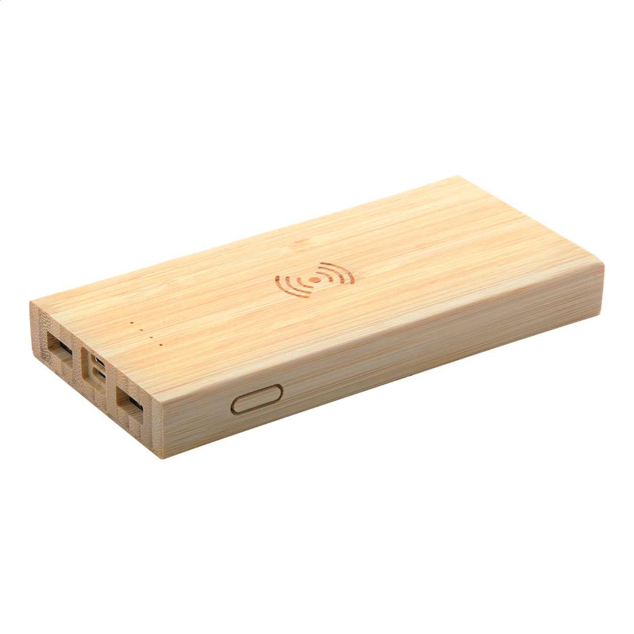 Power bank Wooster personalizzato in bambù 6000 mAh con ricarica wireless