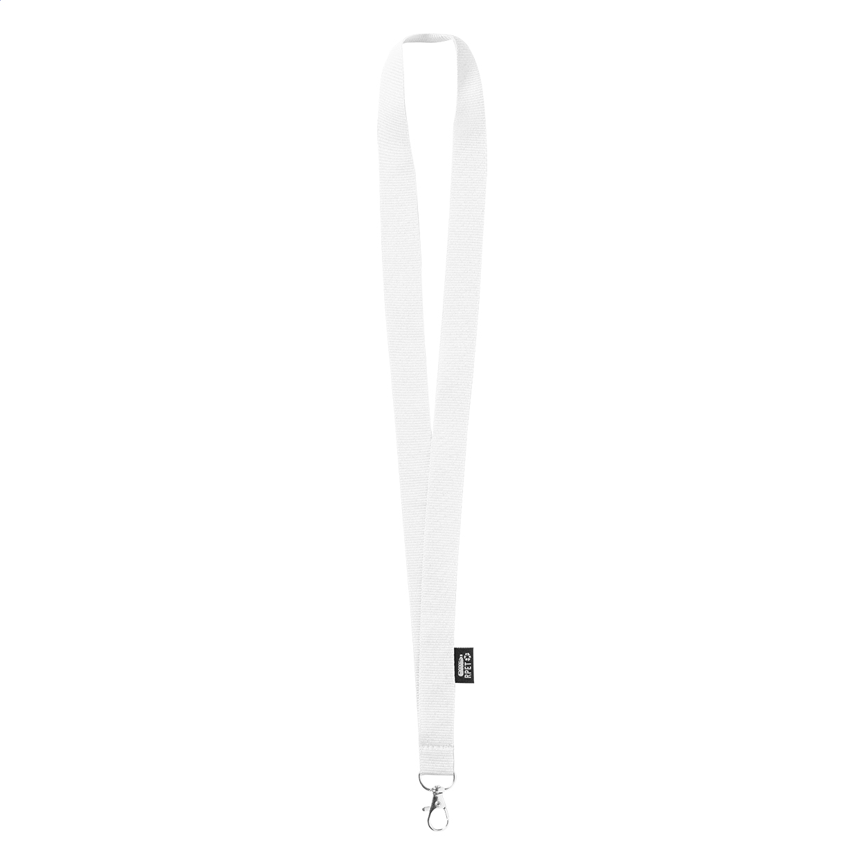 Lanyard Larpet in poliestere RPET con moschettone in metallo e logo