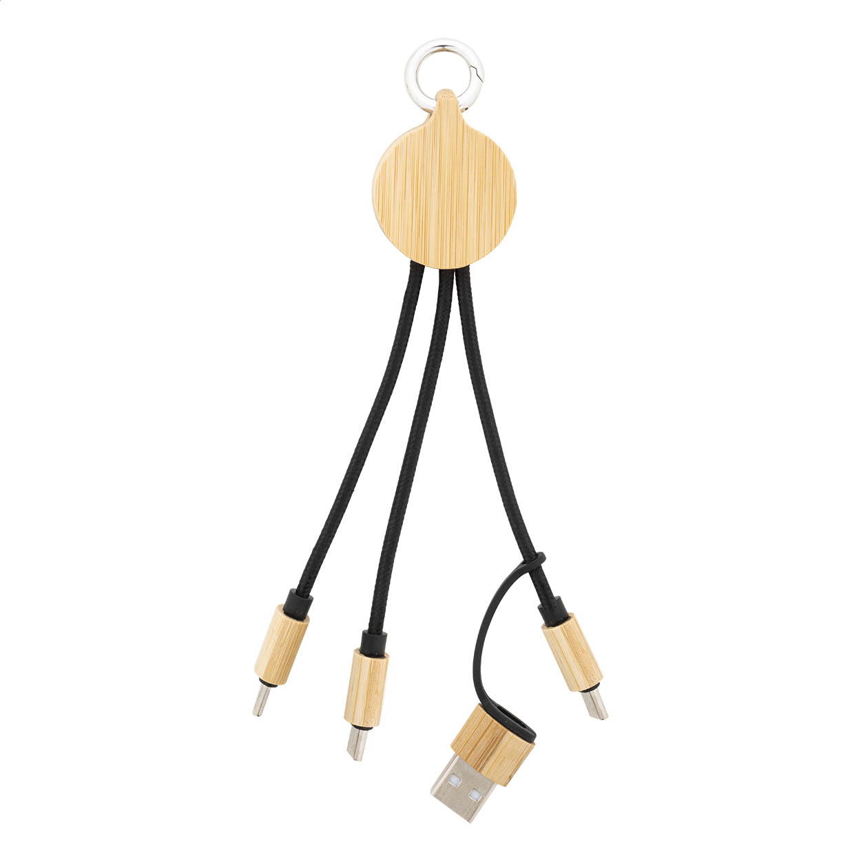 Portachiavi cavo di ricarica Cobbel Mini personalizzato in RPET e bambù