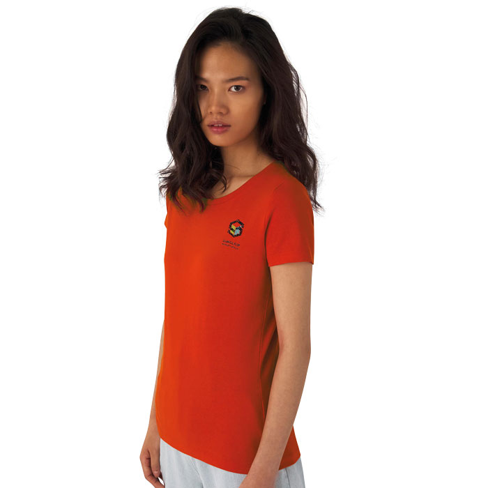 T-shirt donna ricamata in cotone organico, collo rotondo, maniche corte 175 gr - Bilby