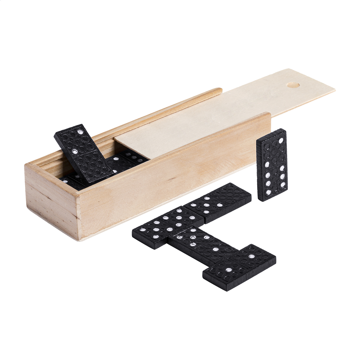 Gioco del domino Blamino con 28 tessere in scatola di legno e logo stampato con logo