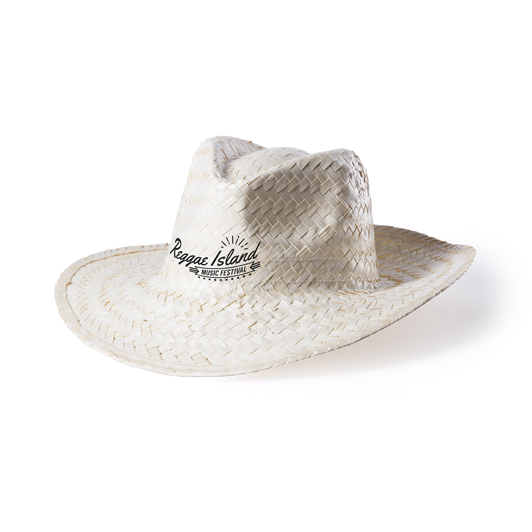 Cappello di paglia di colore naturale con superficie di stampa pad - Monguzzo