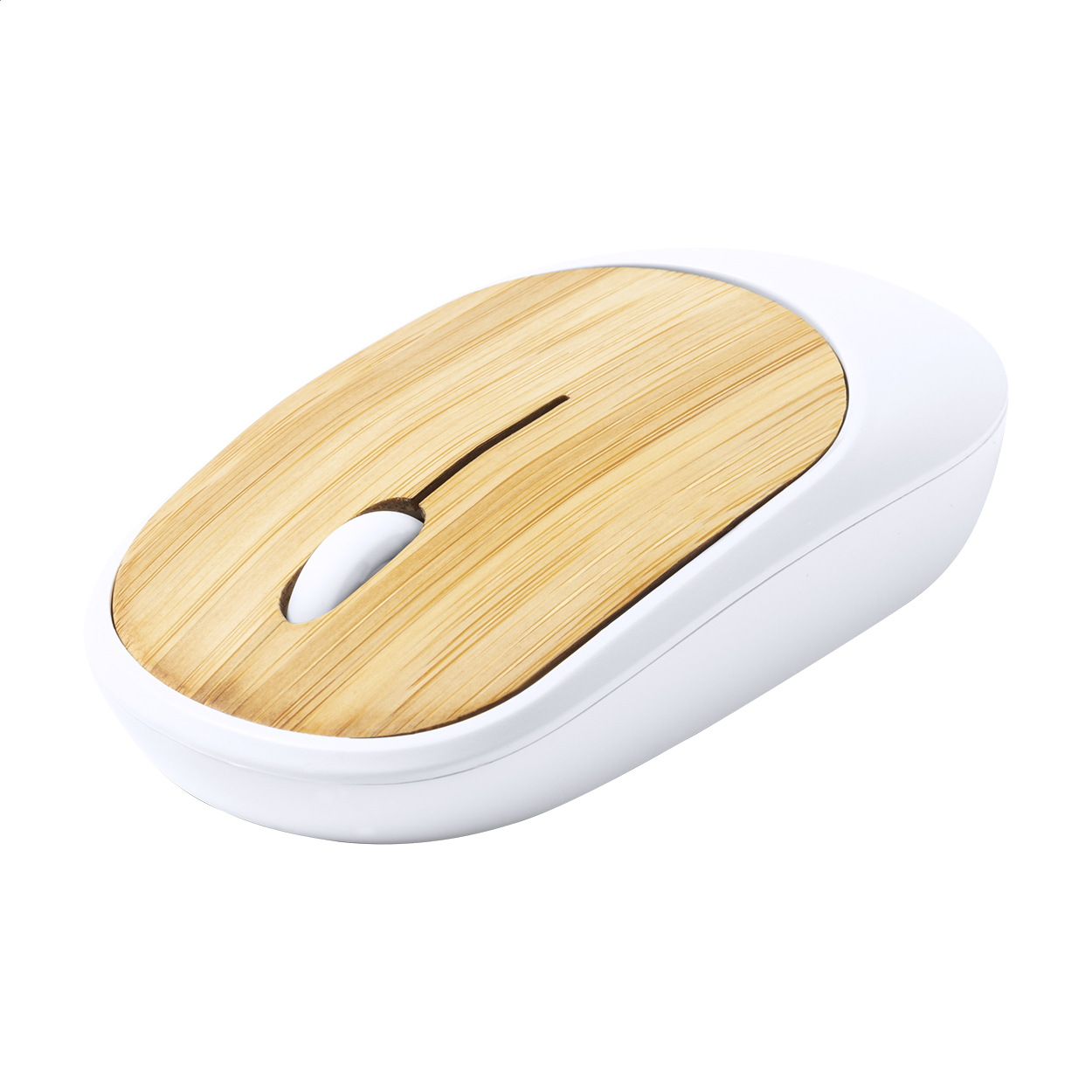Mouse ottico wireless Sikkim in bambù e ABS personalizzato con logo stampato con logo