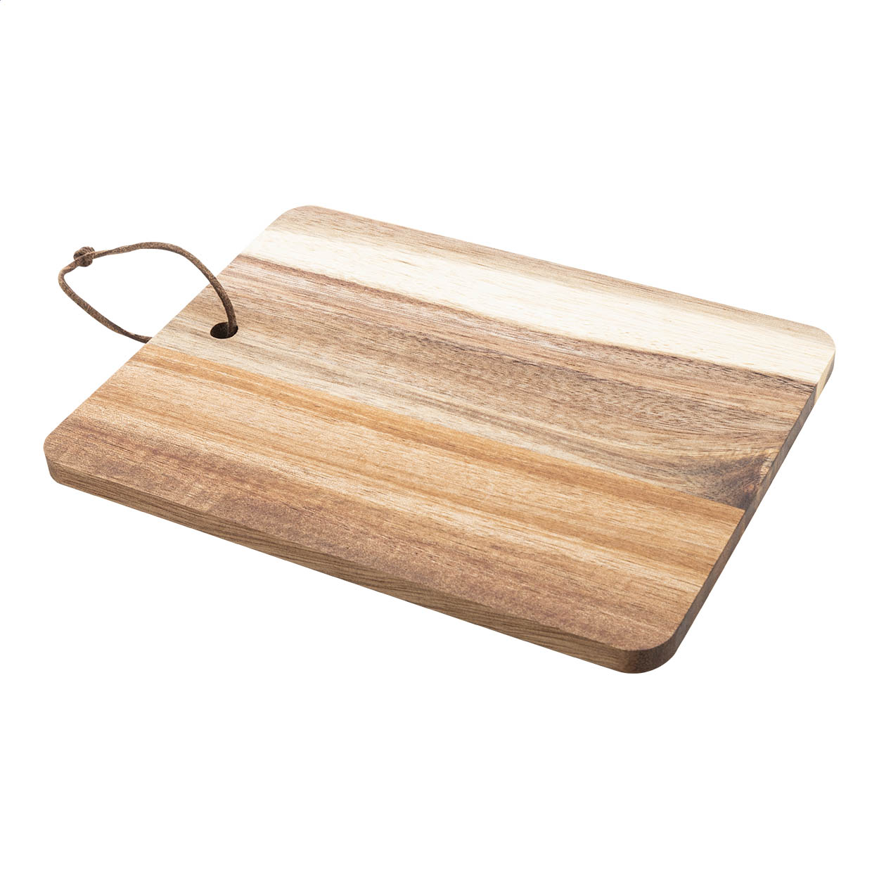 Tagliere Acacut in legno di acacia con cordino in similpelle e logo stampato con logo