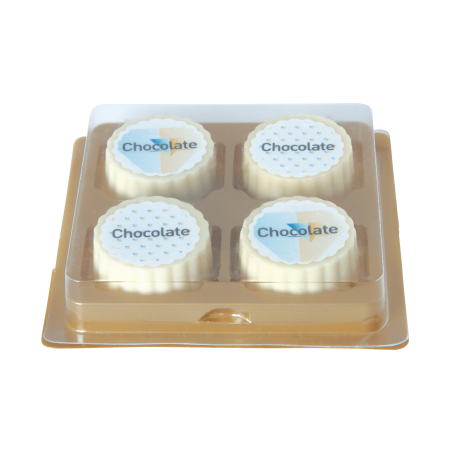 Cioccolata bianca con stampa a colori completi e pralinato di nocciole - Medolago
