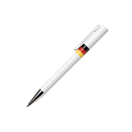 Penna a sfera ETHIC ET900 FLAG in bianco lucido con clip metallica e inchiostro blu - Soncino