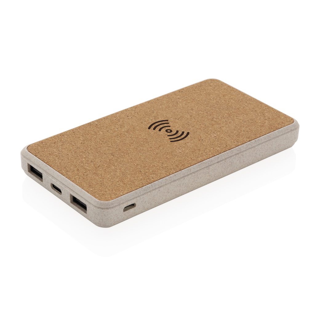 Powerbank Wireless in paglia di grano e sughero da 8000 mah - Comazzo