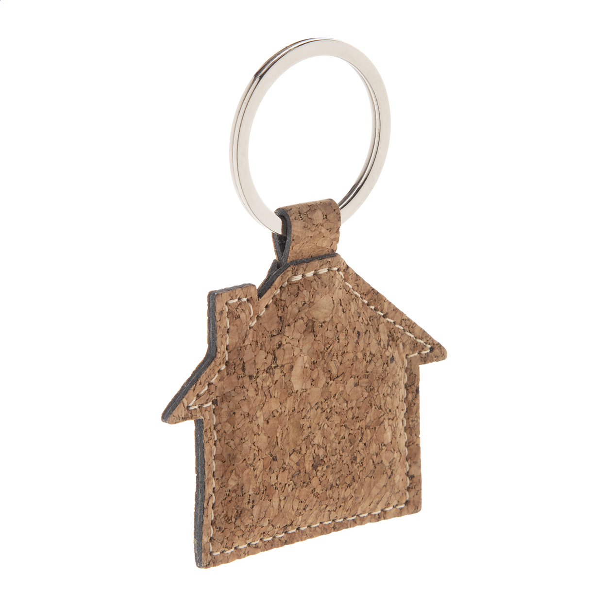 Portachiavi a forma di casa Corhu personalizzato in sughero naturale e PU stampato con logo