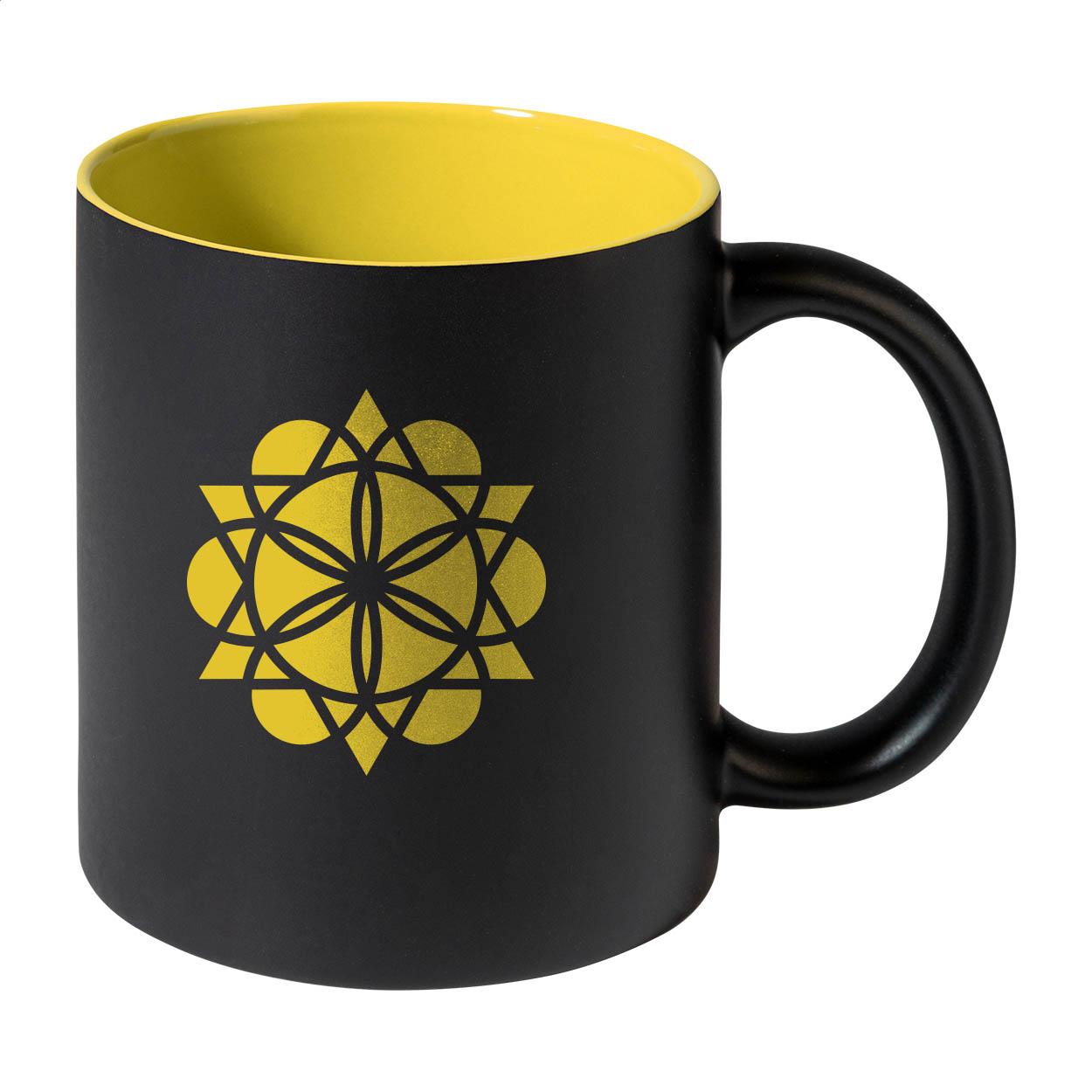 Tazza Bavary nera in ceramica da incidere con interno colorato