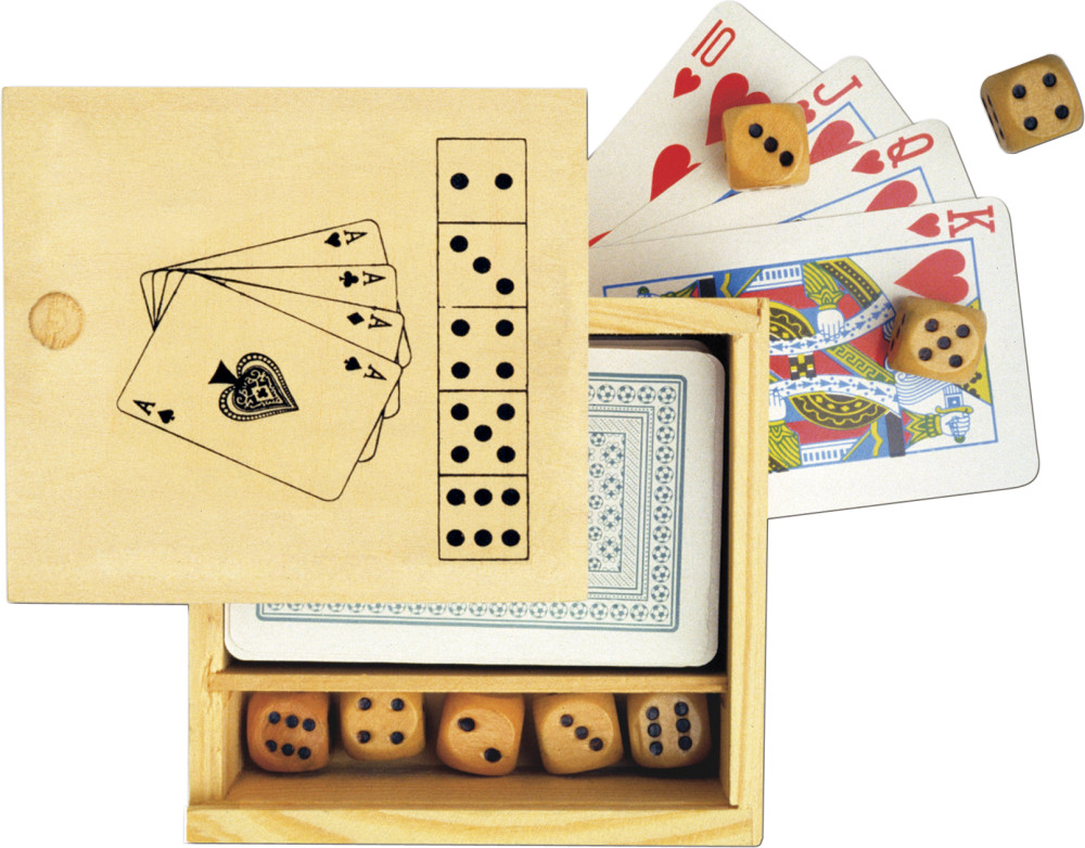 Set di Carte e Dadi in Scatola di Legno - Inverigo