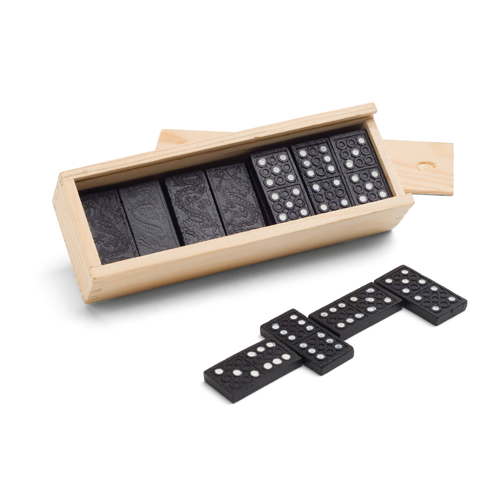 MIGUEL. Gioco di domino in scatola di legno con coperchio