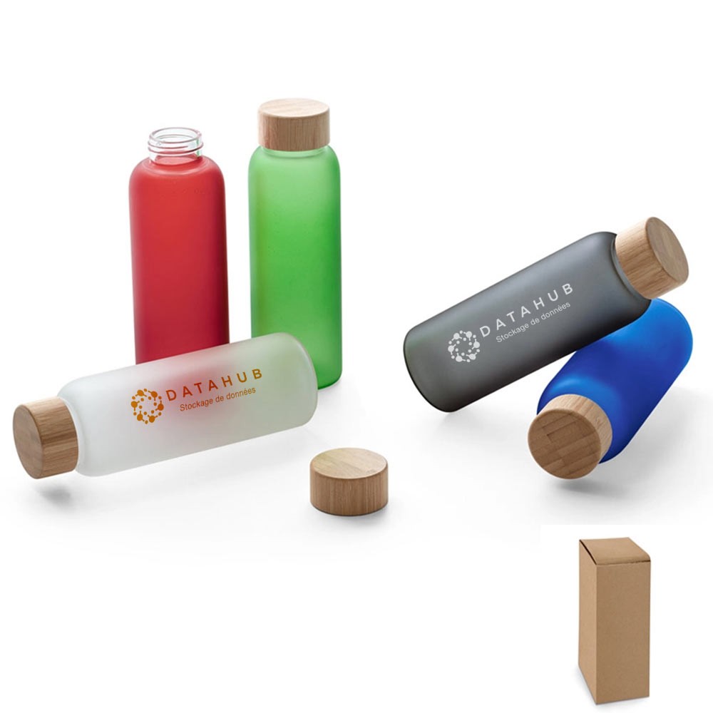 Bottiglia di bambù in vetro opaco -