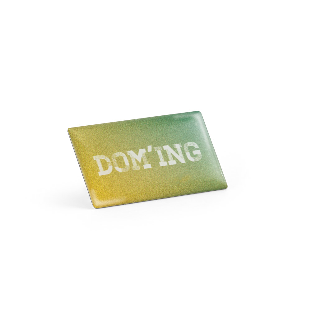 Badge flessibile resinato rettangolare Doming 10 personalizzato, 35 × 20 mm