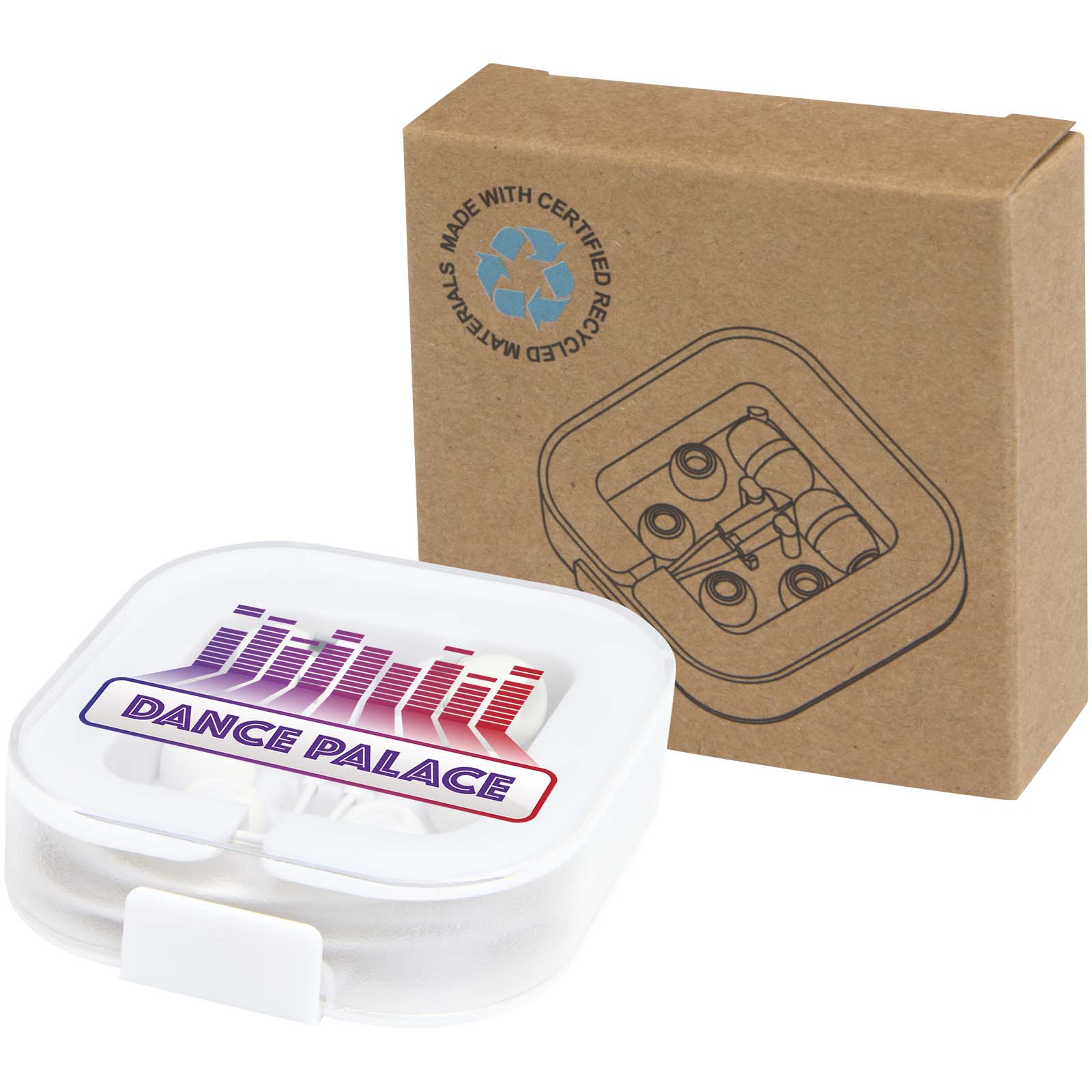 Auricolari cablati USB-C Baekdu personalizzati con custodia in plastica riciclata stampato con logo