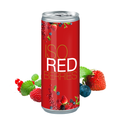 Lattina personalizzata di bevanda energetica ai frutti rossi 250ml