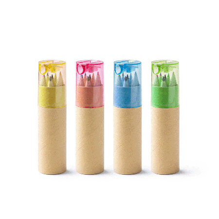 BISA 6 Pastelli con Temperamatite Colorato in Scatola Tonda di Cartone - Trezzo sull’Adda