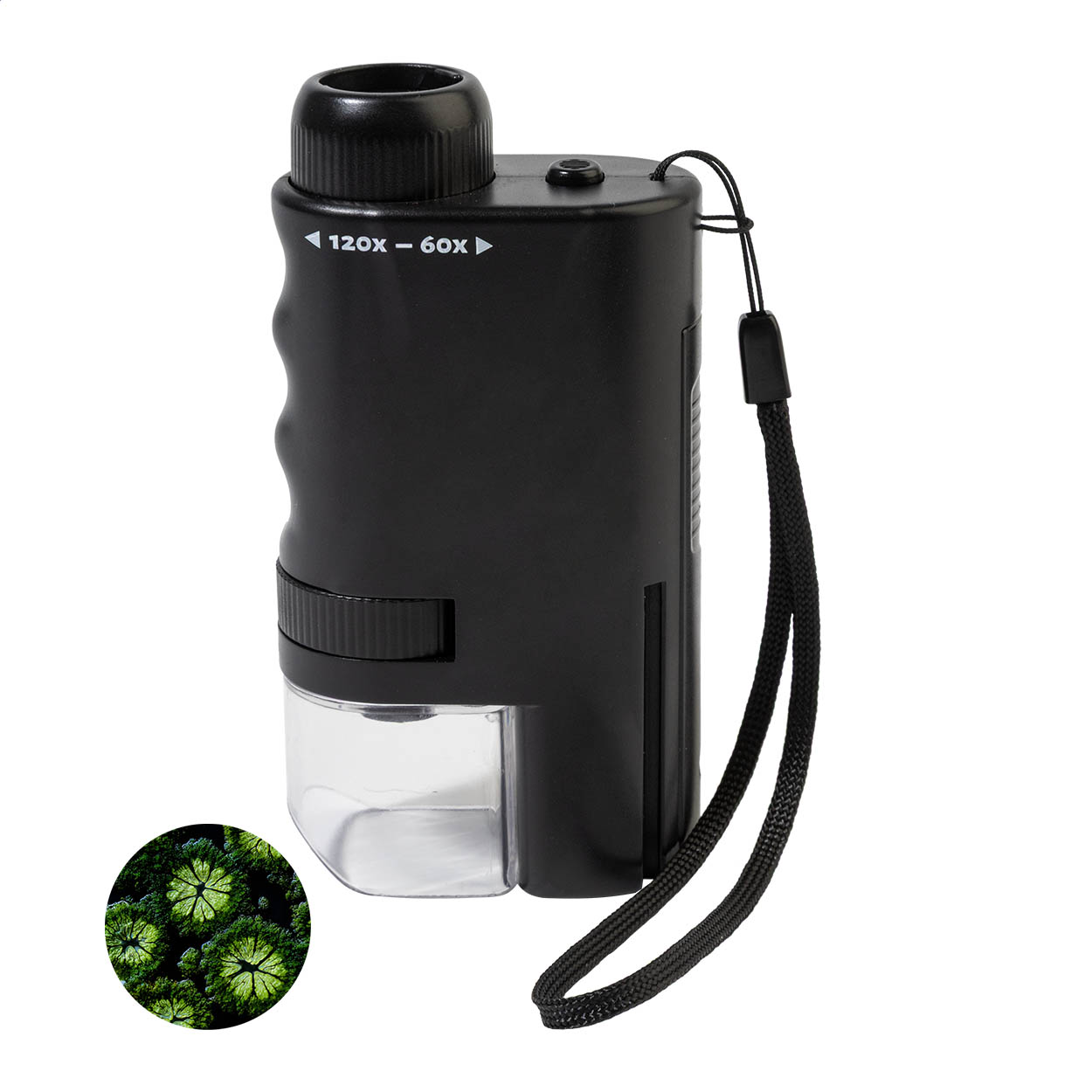 Microscopio tascabile MiniPeek in ABS con ingrandimento 60-120×, logo stampato con logo