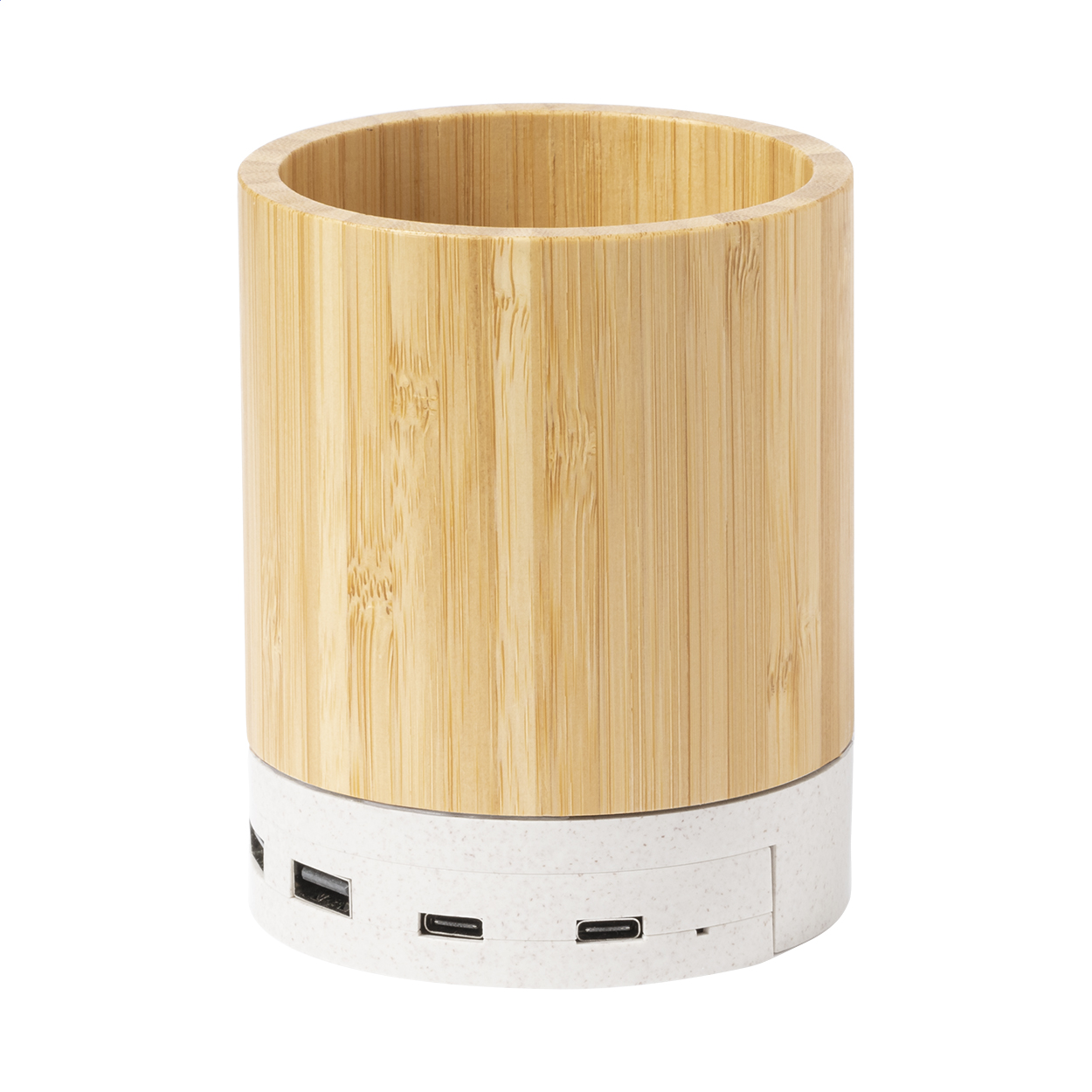 Portapenne multifunzione Sutaina con caricatore wireless e hub USB stampato con logo