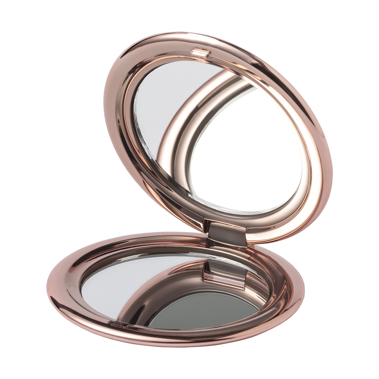 Specchietto da borsetta Pollux in ABS metallizzato con lente stampato con logo