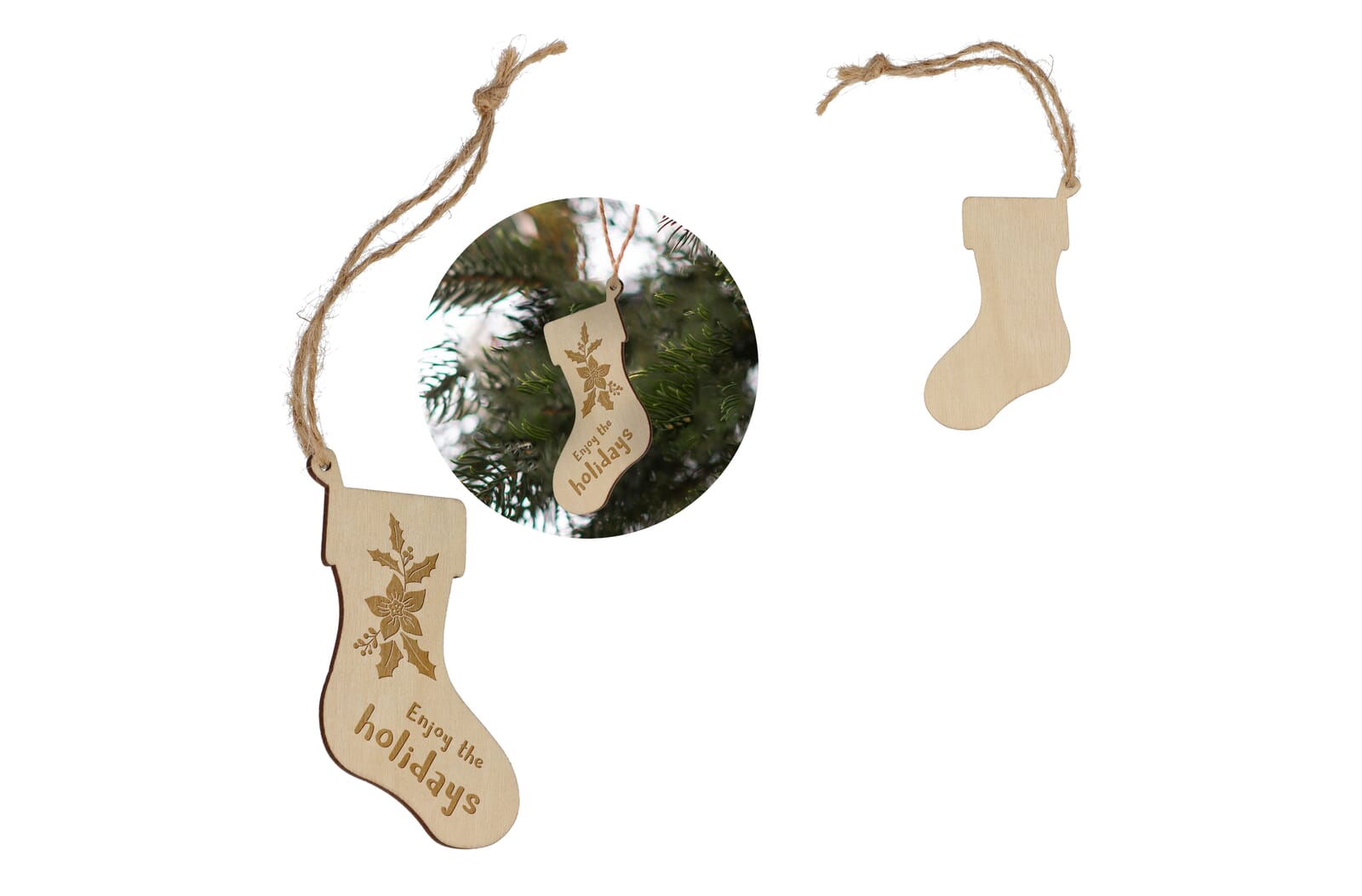 Decorazione Natalizia in Legno a Forma di Calza - Temù