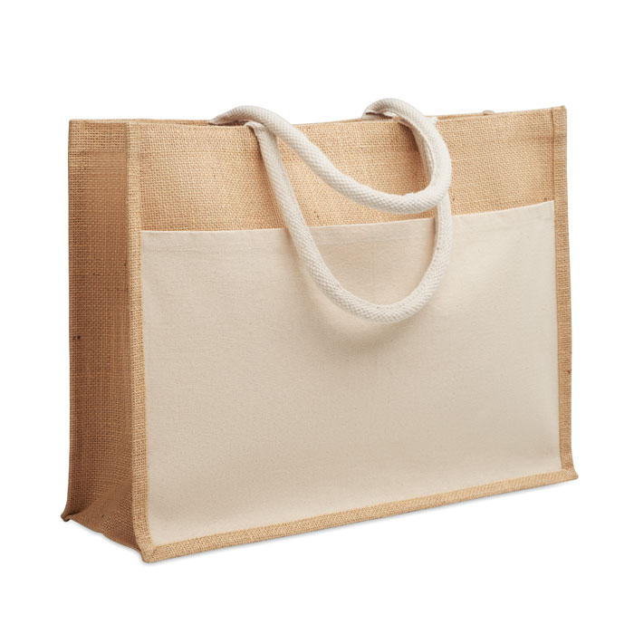 Borsa shopper in juta e cotone - Pozzolengo stampato con logo