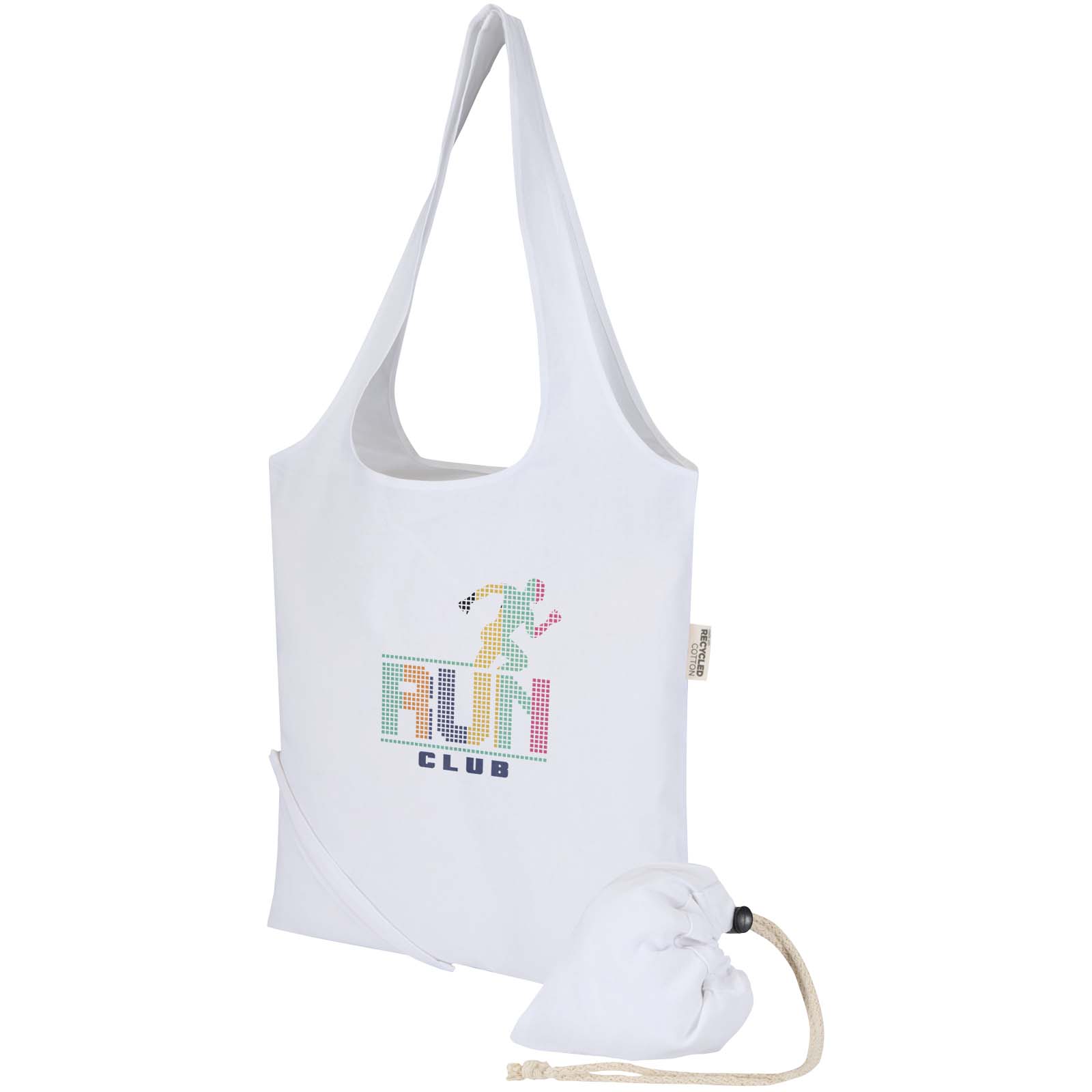 Borsa della spesa pieghevole in cotone riciclato certificato GRS, mix Madras 140 g/m², 7 litri