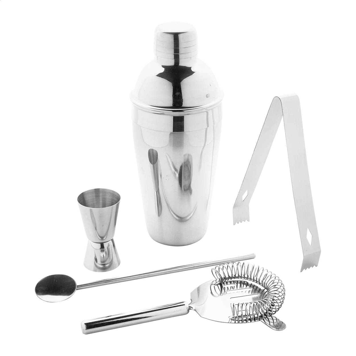 Set da cocktail Sidecar 5 pezzi personalizzato in acciaio con shaker 550 ml stampato con logo